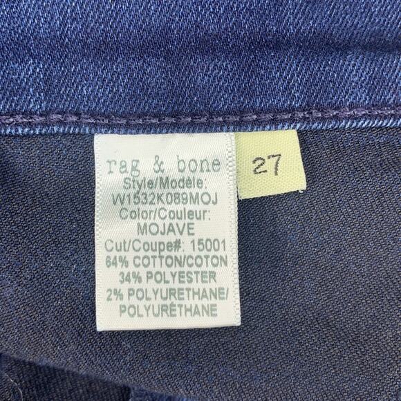 Rag and Bone Mojave 10 Inch Skinny Jeans Dark Blue Wash Size 27 Raw Hems - Picture 11 of 13